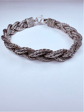 Classic Chain Tulang Naga Braided Dragon Weave 925 Sterling Silver VTG Bracelet